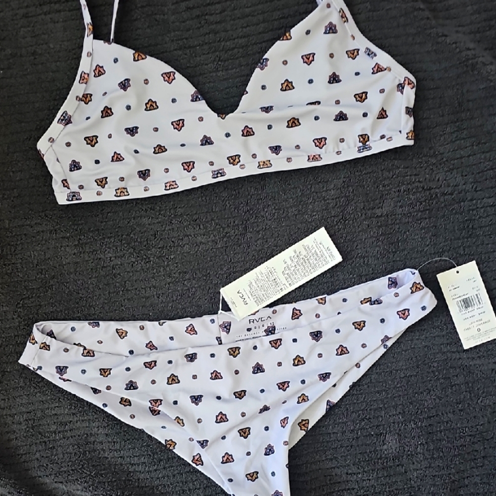RVCA White Bikini with Multicolor Mini Print